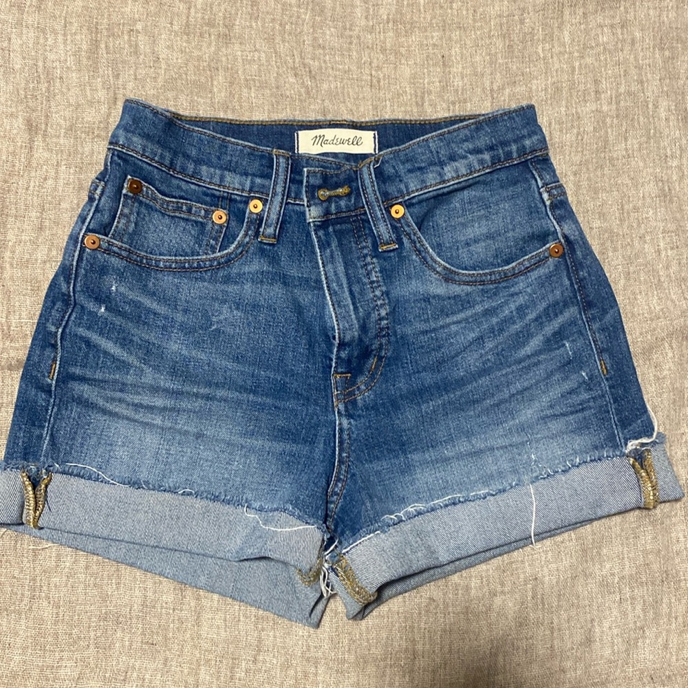 Madewell Denim high-rise shorts. 24